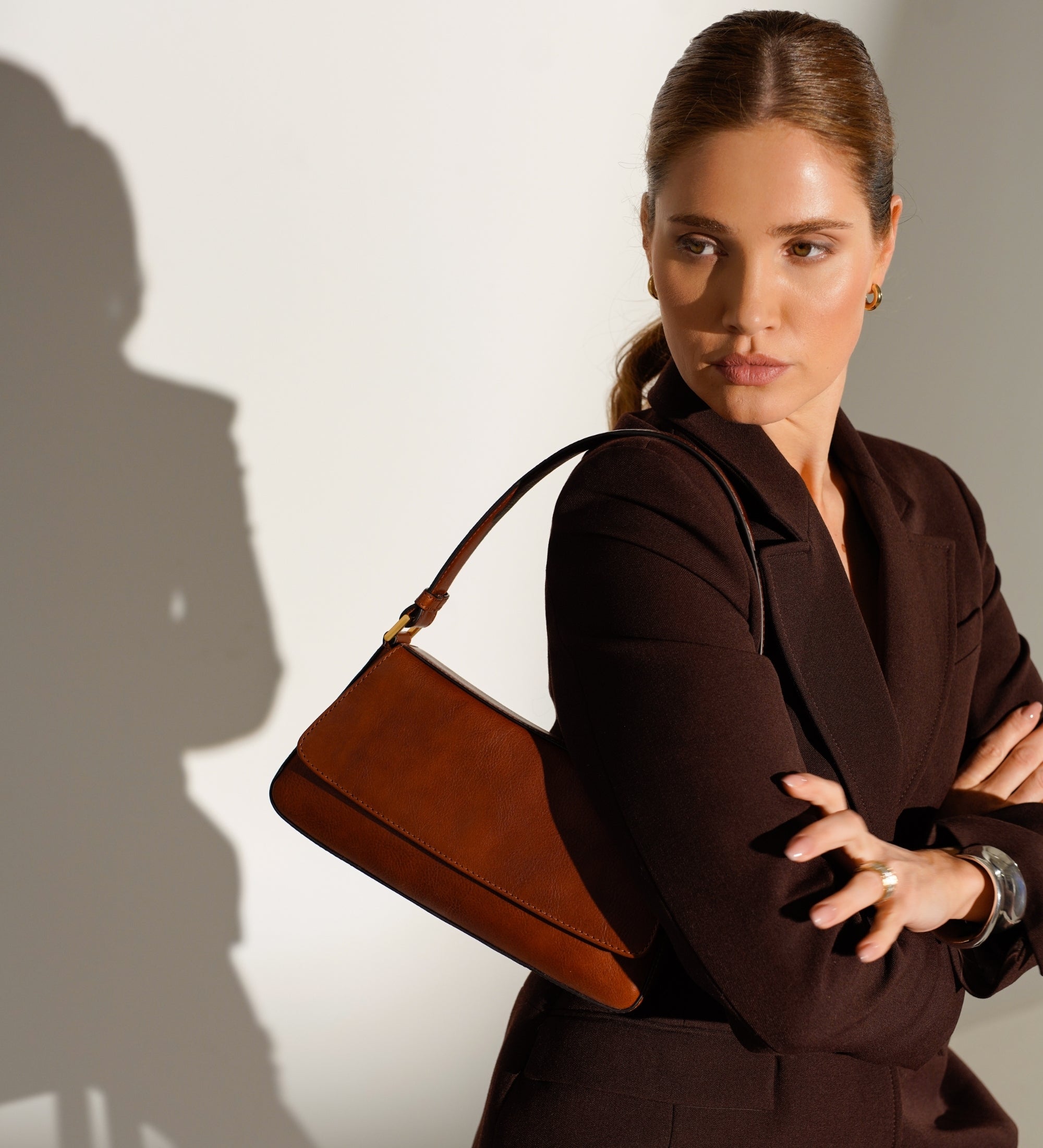 Leren baguette tas voor dames - Bright Lights, Big City