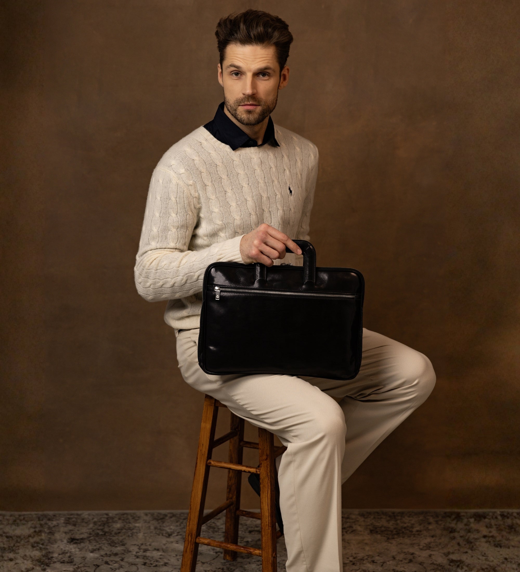 Leren aktetas laptoptas - Brave New World