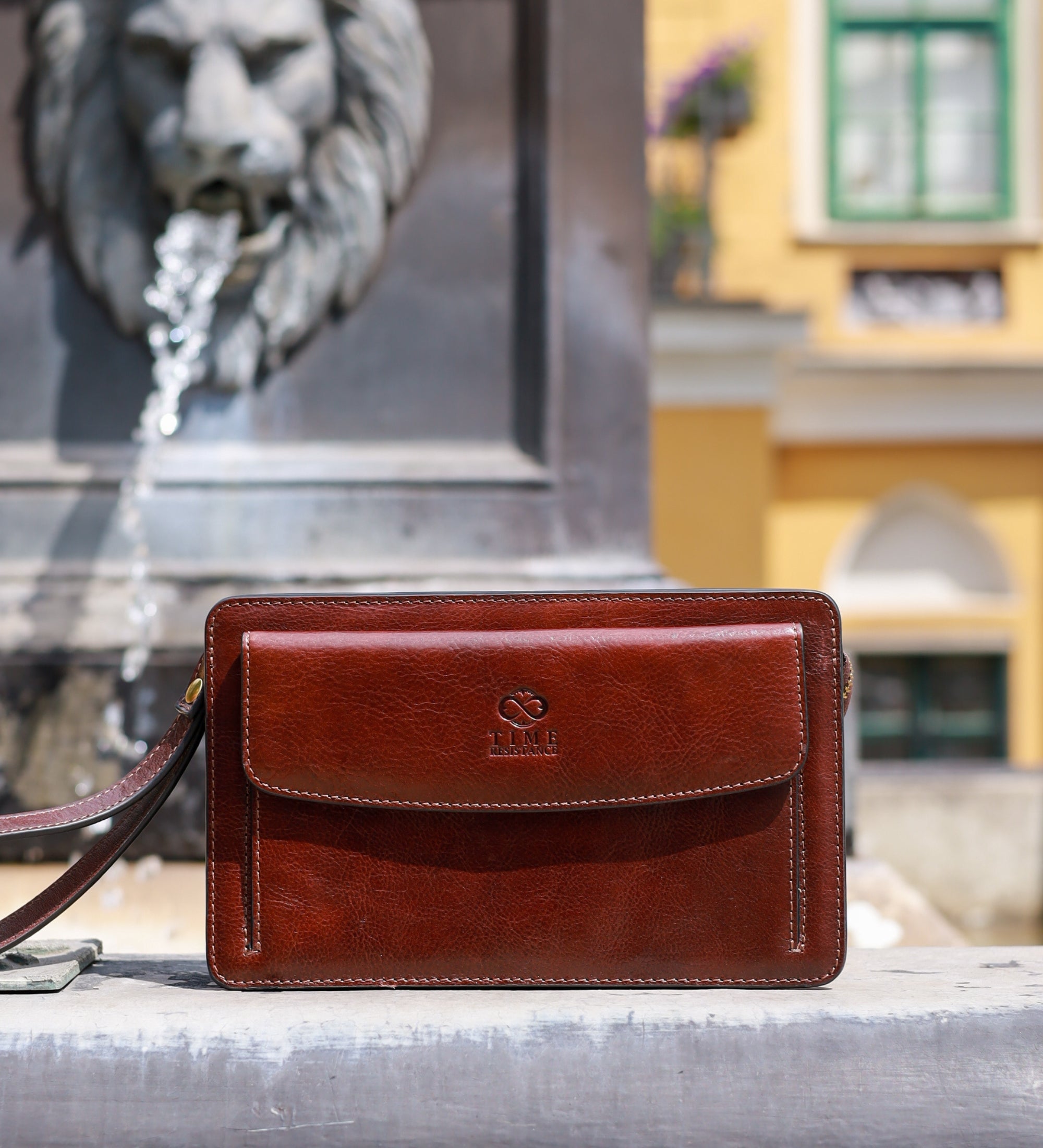Leren clutch compacte handtas - Decameron