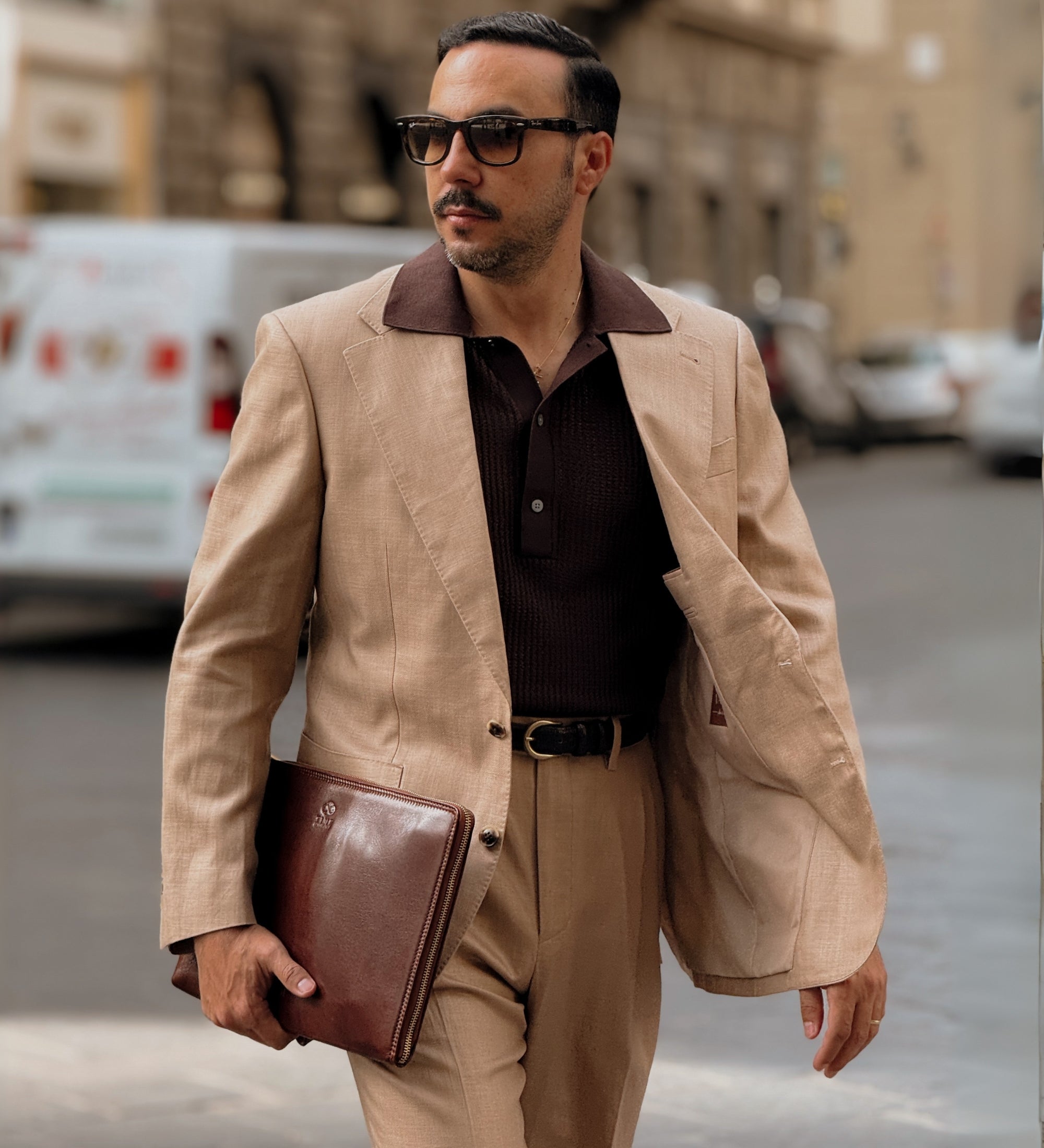 Grote leren clutch compacte handtas voor heren - The Brothers Karamazov